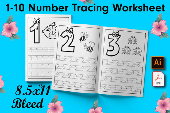 Numbers 1-10 Counting-Tracing-Coloring for Kids